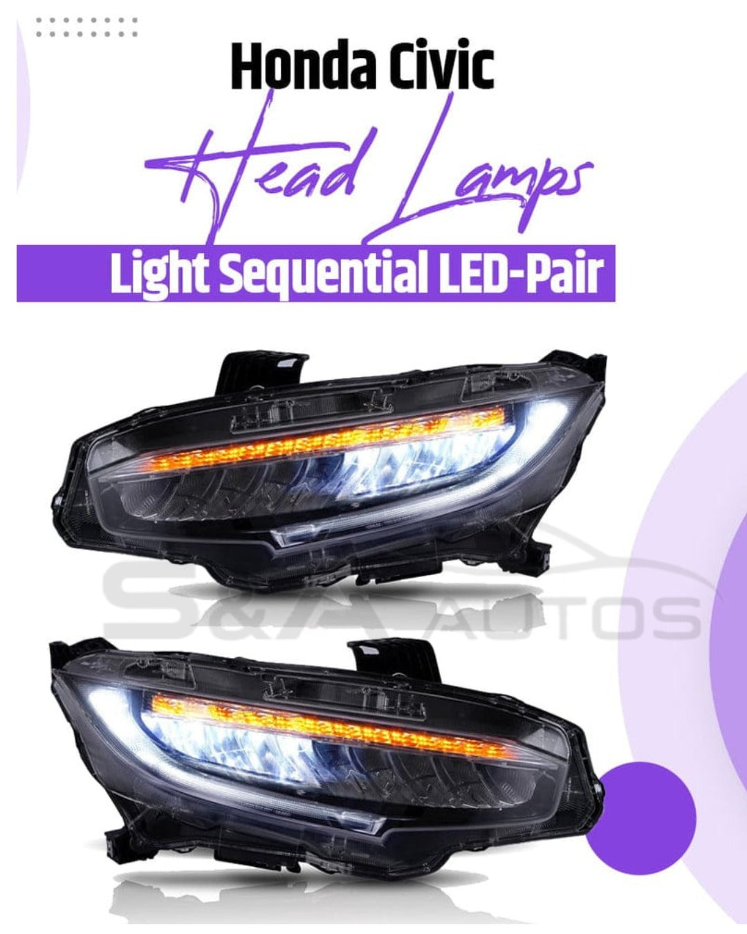 Honda Civic Sequential LED Head Lamps – Pair