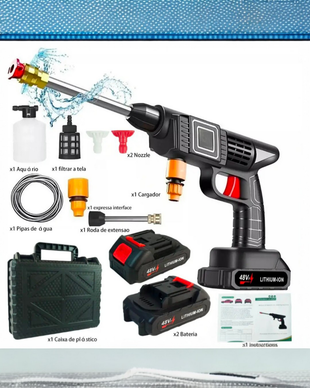 Rechargeable Cordless High-Pressure Car Wash Gun – Portable Washer Kit (SINGLE BATTERY)