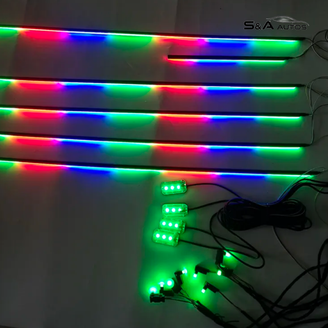Car Interior Ambient LED Light Kit – App Controlled RGB Light (18pc)