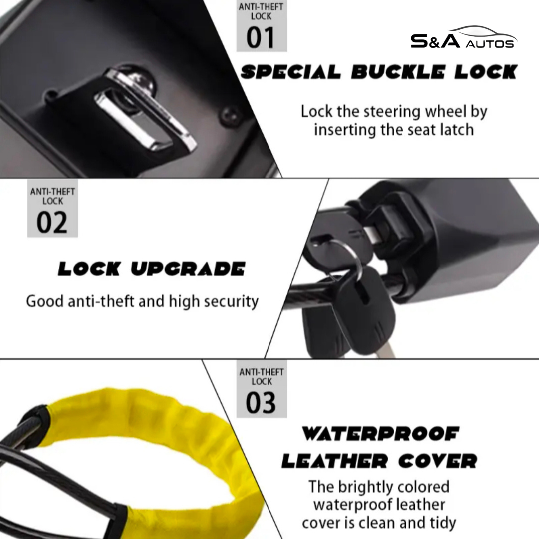 Seat Belt Steering Wheel Lock – Quick Locking Anti-Theft Strap