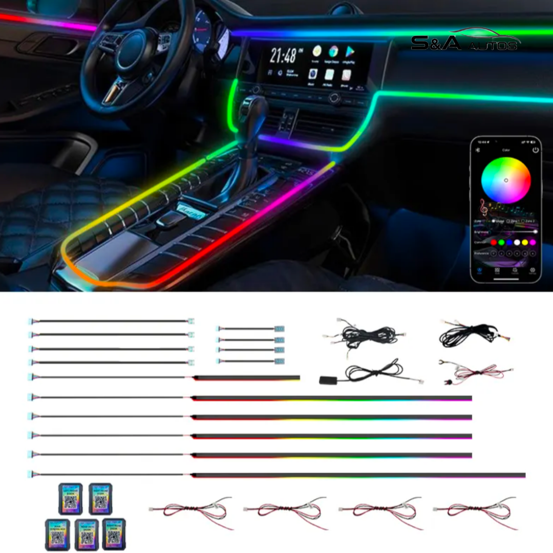 Car Interior Ambient LED Light Kit – App Controlled RGB Light (18pc)