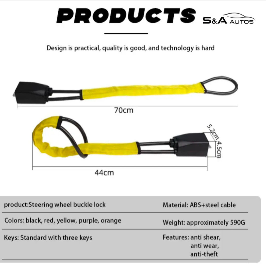 Seat Belt Steering Wheel Lock – Quick Locking Anti-Theft Strap